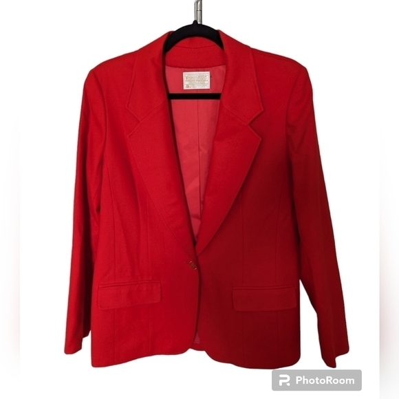 Pendleton vintage 100% wool red blazer sz 12 - Picture 1 of 6